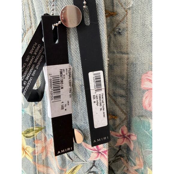 AMIRI: Men's Floral Leaf Trucker Denim Jacket - M - Picture 7 of 8